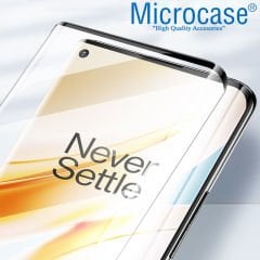 Microcase OnePlus 9 Pro 3D Curved Tam Kaplayan Tempered Glass Cam Koruma - Siyah