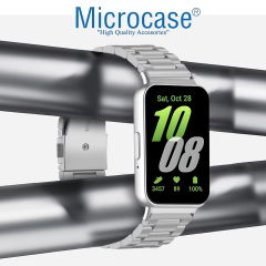 Microcase Samsung Galaxy Fit 3 Uyumlu Paslanmaz Çelik Metal Kordon Kayış- Siyah KY6545