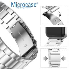 Microcase Samsung Galaxy Fit 3 Uyumlu Paslanmaz Çelik Metal Kordon Kayış- Siyah KY6545