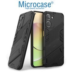 Microcase Realme 10 4G Matrix Serisi Armor Standlı Perfect Koruma Kılıf - Siyah AL3416