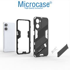 Microcase Realme 10 4G Matrix Serisi Armor Standlı Perfect Koruma Kılıf - Siyah AL3416