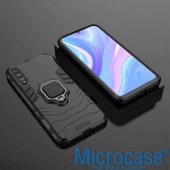 Microcase Huawei Y7 2019 Batman Serisi Yüzük Standlı Armor Kılıf - Siyah