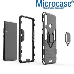 Microcase Huawei Y7 2019 Batman Serisi Yüzük Standlı Armor Kılıf - Siyah