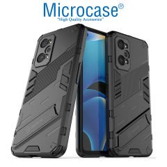Microcase Realme GT2 / GT Neo2 Matrix Serisi Armor Standlı Perfect Koruma Kılıf - Siyah AL3416