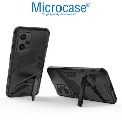 Microcase Realme GT2 / GT Neo2 Matrix Serisi Armor Standlı Perfect Koruma Kılıf - Siyah AL3416