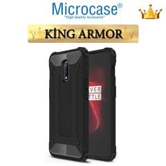 Microcase OnePlus 7 King Serisi Armor Perfect Koruma Kılıf Siyah + Tempered Glass Cam Koruma (SEÇENEKLİ)