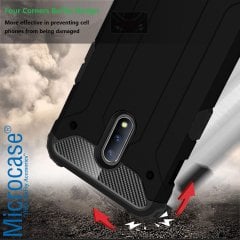 Microcase OnePlus 7 King Serisi Armor Perfect Koruma Kılıf Siyah + Tempered Glass Cam Koruma (SEÇENEKLİ)