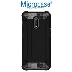 Microcase OnePlus 7 King Serisi Armor Perfect Koruma Kılıf Siyah + Tempered Glass Cam Koruma (SEÇENEKLİ)