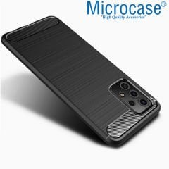 Microcase Samsung Galaxy A52 Brushed Carbon Fiber Silikon Kılıf - Siyah
