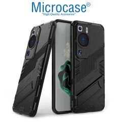 Microcase Huawei P60 / P60 Pro Matrix Serisi Armor Standlı Perfect Koruma Kılıf - Siyah AL3416
