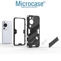 Microcase Huawei P60 / P60 Pro Matrix Serisi Armor Standlı Perfect Koruma Kılıf - Siyah AL3416