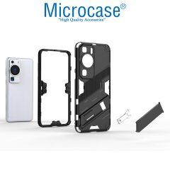 Microcase Huawei P60 / P60 Pro Matrix Serisi Armor Standlı Perfect Koruma Kılıf - Siyah AL3416
