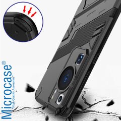 Microcase Huawei P60 / P60 Pro Matrix Serisi Armor Standlı Perfect Koruma Kılıf - Siyah AL3416