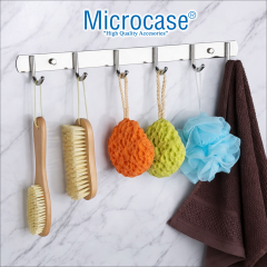 Microcase Duvara Monte Paslanmaz Çelik 6 Askılıklı Elbise ve Eşya Askılığı AL5713