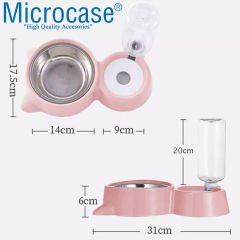 Microcase 2'li 500ml Kedi Köpek Suluk Hazneli Çelik Mama Kabı-AL3604