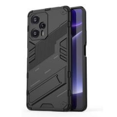 Microcase Xiaomi Poco F5 / Redmi Note 12 Turbo Matrix Serisi Armor Standlı Perfect Koruma Kılıf - Siyah AL3416