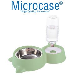 Microcase 2'li 500ml Kedi Köpek Suluk Hazneli Çelik Mama Kabı-AL3604