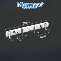 Microcase Duvara Monte Paslanmaz Çelik 4 Askılıklı Elbise ve Eşya Askılığı 2 ADET AL5712