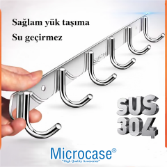 Microcase Duvara Monte Paslanmaz Çelik 4 Askılıklı Elbise ve Eşya Askılığı 2 ADET AL5712