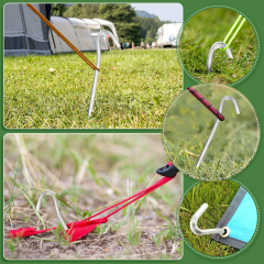 Metal Çadır Kazığı 18 cm – Paslanmaz Çelik Kamp Çadırı, Tente ve Gölgelik Sabitleme Kazığı (J Tipi Kancalı) 6 Adet - AL5904