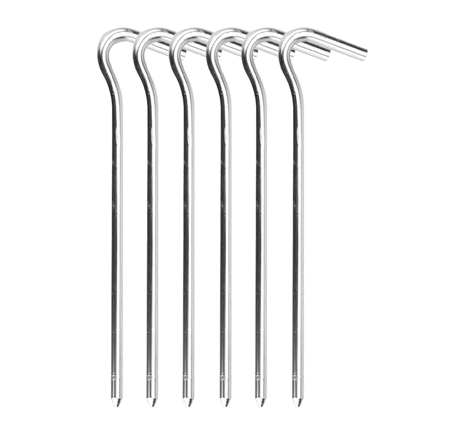 Metal Çadır Kazığı 18 cm – Paslanmaz Çelik Kamp Çadırı, Tente ve Gölgelik Sabitleme Kazığı (J Tipi Kancalı) 6 Adet - AL5904