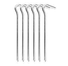 Metal Çadır Kazığı 18 cm – Paslanmaz Çelik Kamp Çadırı, Tente ve Gölgelik Sabitleme Kazığı (J Tipi Kancalı) 6 Adet - AL5904