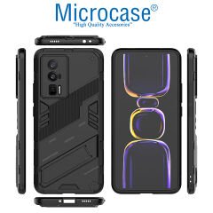 Microcase Xiaomi Poco F5 Pro / Redmi K60 / K60 Pro Matrix Serisi Armor Standlı Perfect Koruma Kılıf - Siyah AL3416