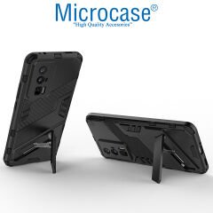 Microcase Xiaomi Poco F5 Pro / Redmi K60 / K60 Pro Matrix Serisi Armor Standlı Perfect Koruma Kılıf - Siyah AL3416