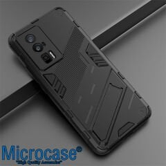 Microcase Xiaomi Poco F5 Pro / Redmi K60 / K60 Pro Matrix Serisi Armor Standlı Perfect Koruma Kılıf - Siyah AL3416