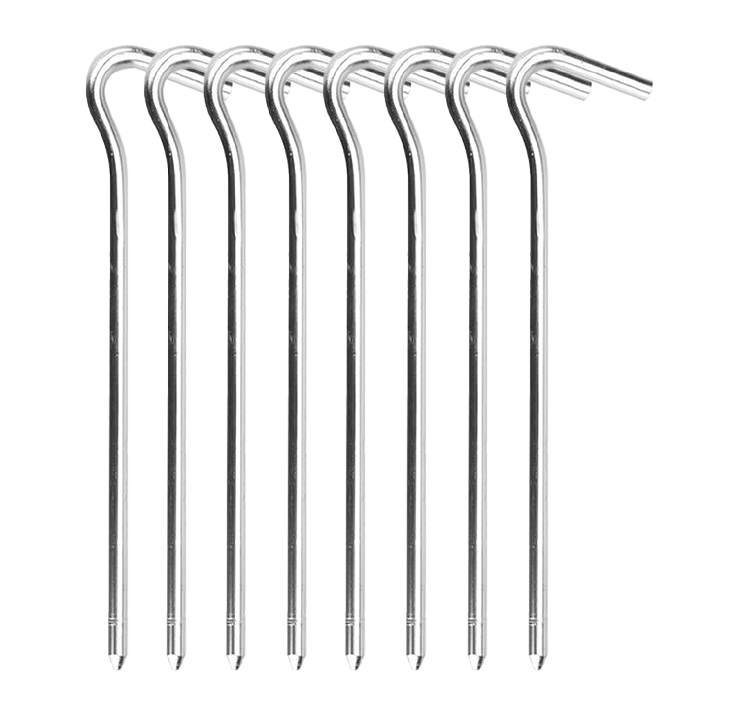 Microcase Metal Çadır Kazığı 18 cm – Paslanmaz Çelik Kamp Çadırı, Tente ve Gölgelik Sabitleme Kazığı (J Tipi Kancalı) 8 Adet - AL5904
