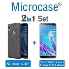 Microcase Zenfone Max Pro ZB602KL Leather Tpu Silikon Kılıf + CAM