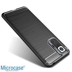 Microcase Xiaomi Redmi Note 10 Pro Brushed Carbon Fiber Silikon Kılıf - Siyah
