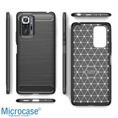 Microcase Xiaomi Redmi Note 10 Pro Brushed Carbon Fiber Silikon Kılıf - Siyah