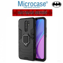 Microcase Xiaomi Redmi 9 Batman Serisi Yüzük Standlı Armor Kılıf - Siyah