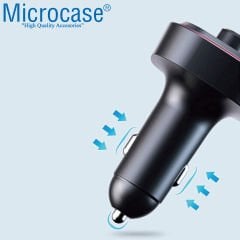 Microcase RGB Bluetooth FM Transmitter Araç Şarj Wireless Çift USB Giriş Type-C - AL3203