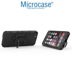 Microcase iPhone 8 Batman Serisi Yüzük Standlı Armor Kılıf - Siyah
