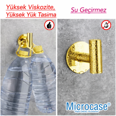 Microcase Kendinden Yapışkanlı Çok Amaçlı Metal Askılık Mat Gold 3 ADET AL5715