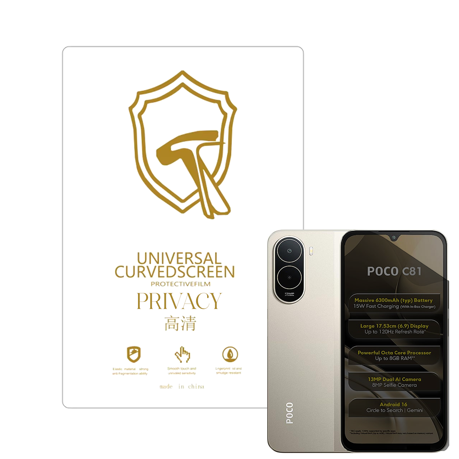 Microcase Xiaomi Poco C81 ile Uyumlu Privacy Gizlilik Filtreli Hayalet Nano Ekran Koruyucu-EKM110