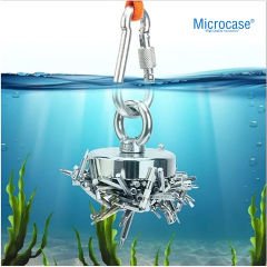 Microcase Süper Güçlü 75mm Neodyum Kurtarma Mıknatısı Yuvarlak Kancalı Vidalı Pot Magnet -AL4069