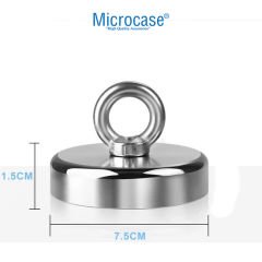 Microcase Süper Güçlü 75mm Neodyum Kurtarma Mıknatısı Yuvarlak Kancalı Vidalı Pot Magnet -AL4069