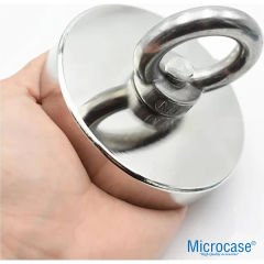 Microcase Süper Güçlü 75mm Neodyum Kurtarma Mıknatısı Yuvarlak Kancalı Vidalı Pot Magnet -AL4069