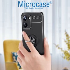 Microcase Realme 10 4G Focus Serisi Yüzük Standlı Silikon Kılıf - Siyah AL3363