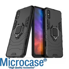Microcase Xiaomi Redmi 9A Batman Serisi Yüzük Standlı Armor Kılıf - Siyah