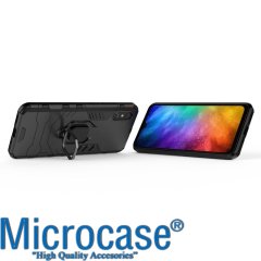 Microcase Xiaomi Redmi 9A Batman Serisi Yüzük Standlı Armor Kılıf - Siyah