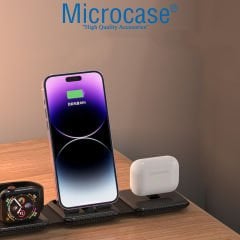 Microcase iPhone-Apple Watch-Airpods için 3in1 Katlanabilir Kablosuz Şarj Standı - AL3651