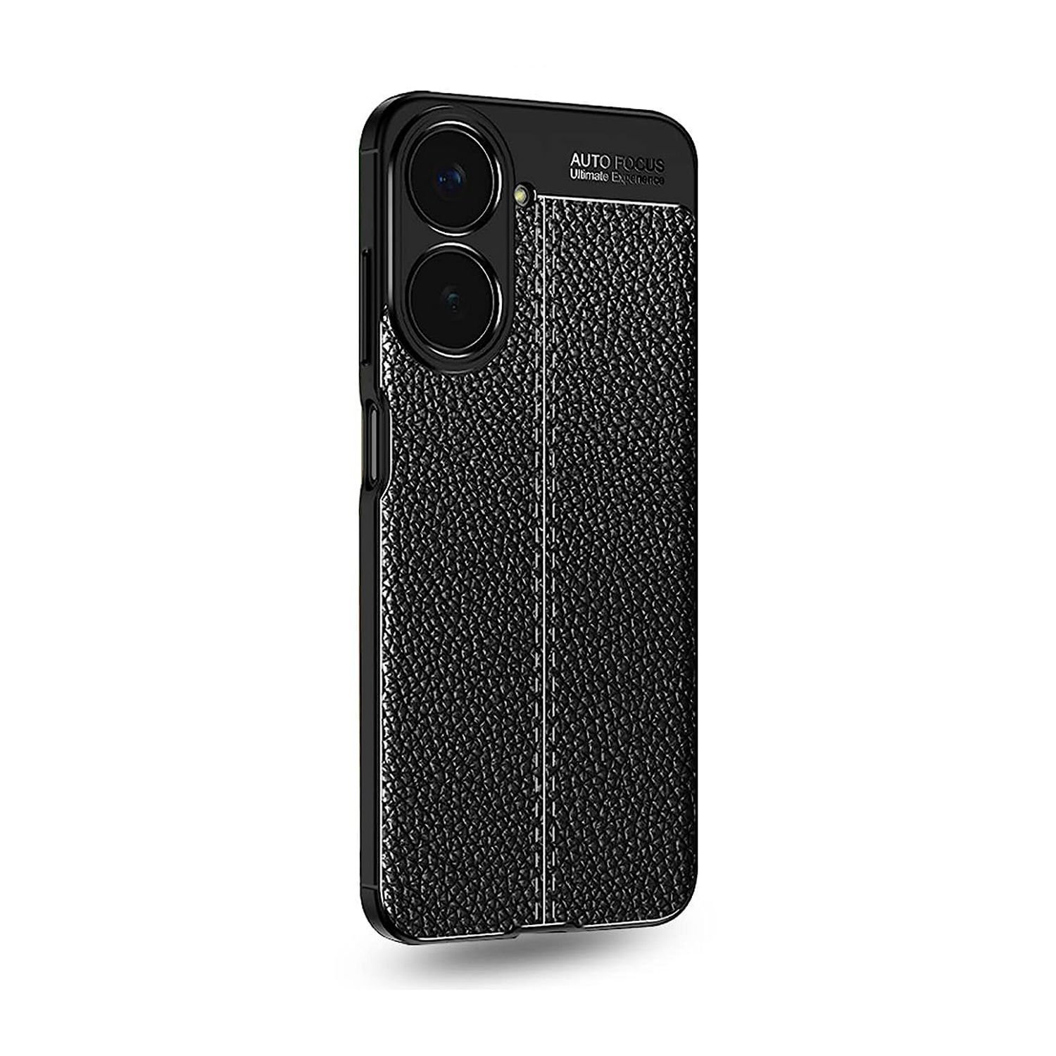 Microcase Realme 10 4G Leather Serisi Deri Efekt Silikon Kılıf - Siyah AL3337