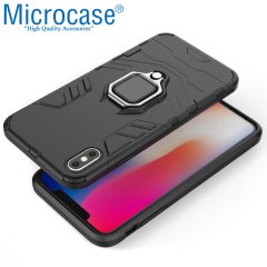 Microcase iPhone XS MAX Batman Serisi Yüzük Standlı Armor Kılıf - Siyah