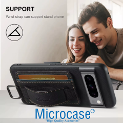 Microcase Google Pixel 9 Pro XL ile Uyumlu Askılıklı Kartlıklı Standlı Deri Kaplama Kılıf-AL5137
