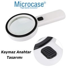 Microcase 90mm  30X   HD 12 Led Işık Aydınlatmalı  El Tipi  Büyüteç  -AL4610