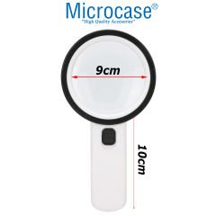 Microcase 90mm  30X   HD 12 Led Işık Aydınlatmalı  El Tipi  Büyüteç  -AL4610